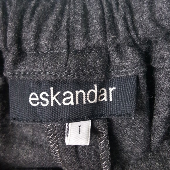ESKANDAR Wool Wide Leg Pants Elastic Drawstring - Picture 6 of 8
